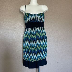 Y2K green and blue chevron dress Ally B. Size small